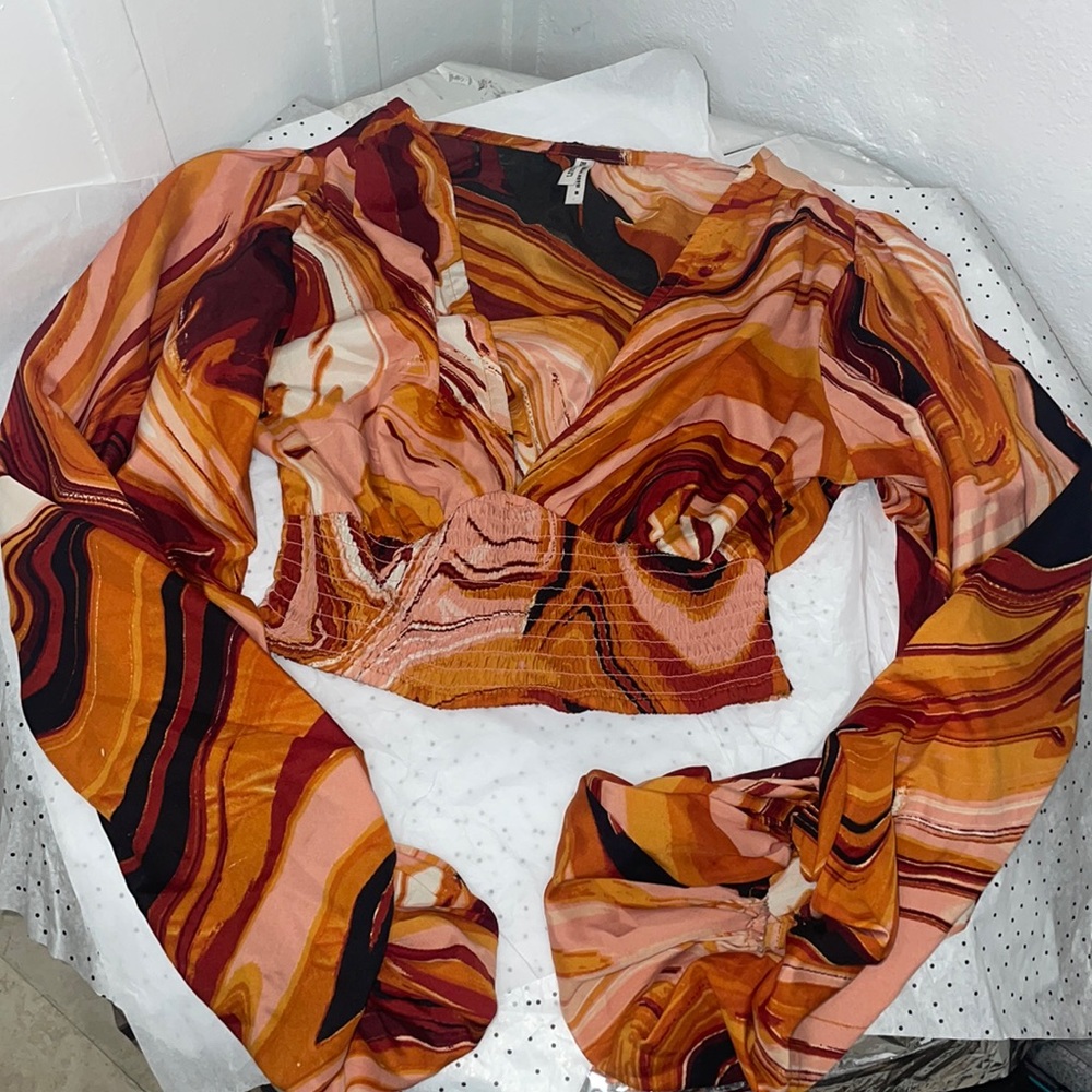Warm Marble Swirl Crop Top